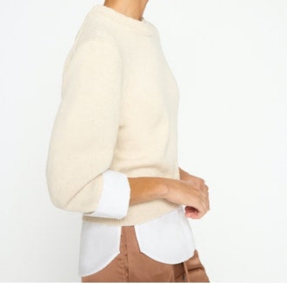 Brochu Walker Raya Ruched Crew Looker in Bisque & White size XS - Picture 4 of 9